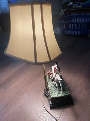 RARE Vintage English Fox Huntmaster On Horseback Sculpted Lamp With Shade • $549.93