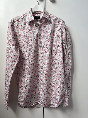 M&S Autograph Floral Shirt Men 15.5  Pure Cotton Long Sleeve Excellent • £16.50