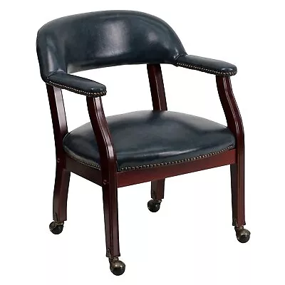 Flash Furniture Vinyl Mid Back Luxurious Conference Chair With Casters Blue • $257.96