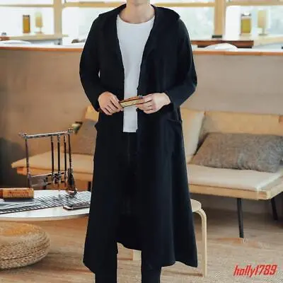 Gothic Mens  Hooded Long Sleeve Loose Hip Hop Long Coats Cardigan Jacket NEW • $38.72