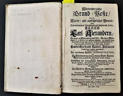 1738 Antique Vellum CATHOLIC BIBLE? German CARL ALEXANDERN Wurttemberg Testament • $224.95
