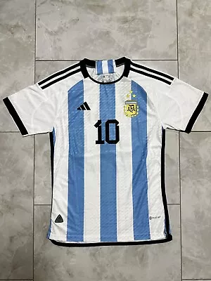 Adidas Messi #10 Argentina Home Medium Slim Fit Jersey 3 Stars World Cup 2022 • $55