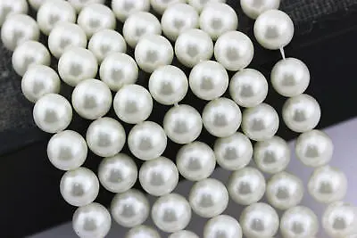 White Shell Pearl Smooth Round Beads 3mm 4mm 6mm 8mm 10mm 12mm 15.5  Strand • $6.29