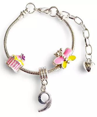 Children's Adjustable 'Happy Birthday To You Age 9' Silver Plated Charm Bracelet • £10.99