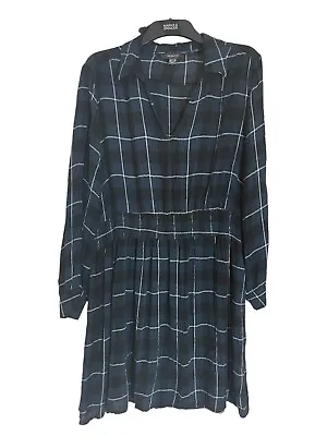 Flannel Shirt Dress Size 20 XL Checked Tartan Longsleeve Black Blue • £7.55