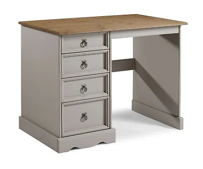 Corona Dressing Table Grey Wax Computer Desk Solid Pine By Mercers Furniture® • £99.99