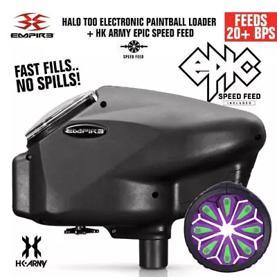 Empire Halo Too Electronic Paintball Loader With HK Army Epic Speed Feed - Neon • $92.95