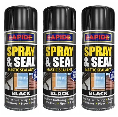 £9.89 • Buy 3 X 300ml Spray And Seal Black Mastic Sealant Spray Roof Pipe Gutter Window