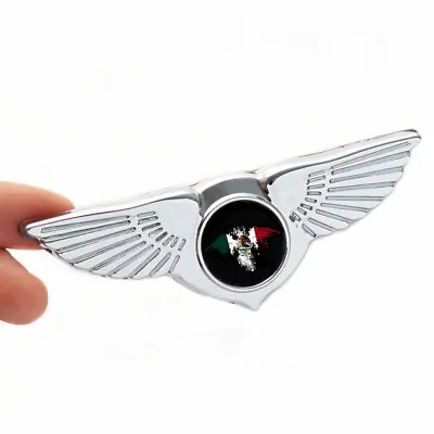 Chrome Black Wing Badge Car Mexican Eagle Mexico Flag Hood Fender Rear Emblem • $12.24