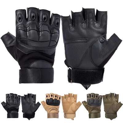 Tactical Safety Work Gloves Mechanic Wear Impact Protection Operating Fingerless • £15.69