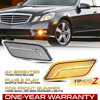 [FULL LED]Front Chrome Side Marker Lights For 2010-2013 Benz W212 E350 E400 E550 • $27.95