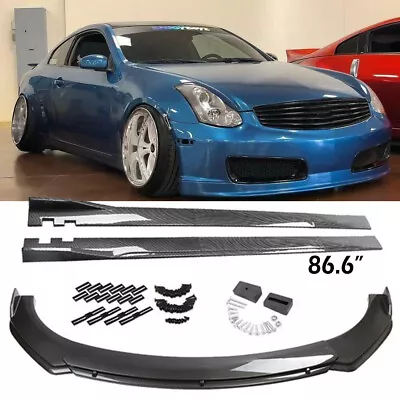 Carbon Style Front Bumper Lip Spoiler Body Kit&Side Skirt For Infiniti G35 Coupe • $155.59