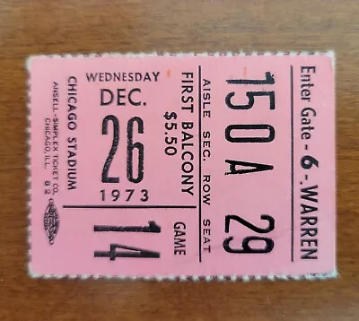 Los Angeles Kings At Chicago Black Hawks 12/26/73 Ticket Stub • $8