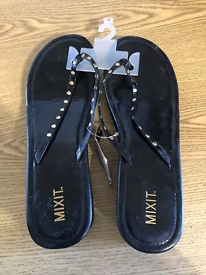 Mixit 10 Women’s Sandals Shoes Flip Flop Black Retail $20 (apt-1096) • $7.96