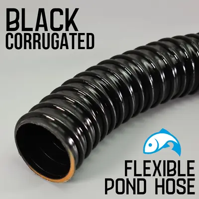 Black Corrugated Flexible Pond Hose Pump Garden Pipe Flexi Tube Fish Marine • £133.69