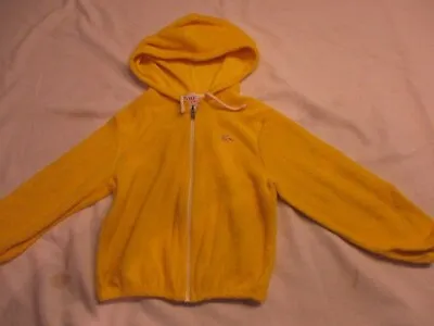 VTG Izod Lacoste Yellow Terry Cloth Zip Up W Drawstring Hood Jacket Girls 5 • $10.19
