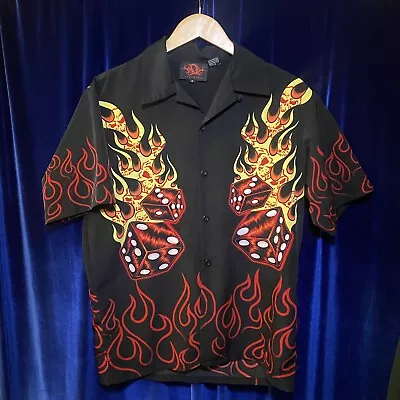 Vtg 90s Button Up Fire And Dice  • $50