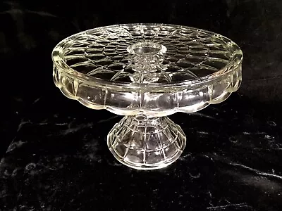 Vintage Fostoria American Glass Pedestal Cake Plate Stand With Rum Well • $50