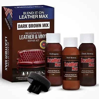 Leather Max Dark Brown Mix Vinyl And Leather Repair Kit - For Your Furniture Ect • $15.95