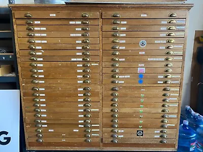 Vintage Flat File Wood Pine Art Map Blueprint Cabinet • $3500