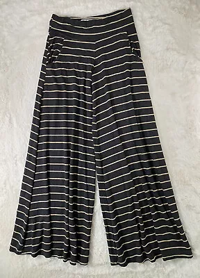 Fighting Eel Hawaii Pants Womens Size Xs Black Striped Wide Leg Pallazo • £11.89