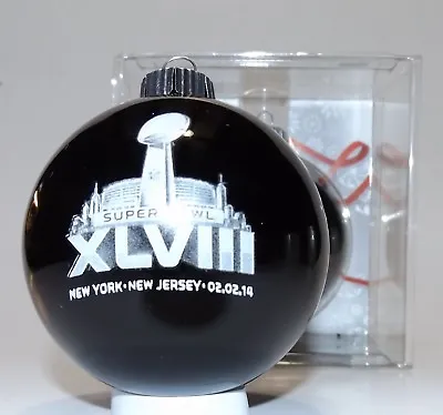 Denver Broncos Seattle Seahawks  NY/NJ Super Bowl XLVIII Glass Ornament Football • $4.95