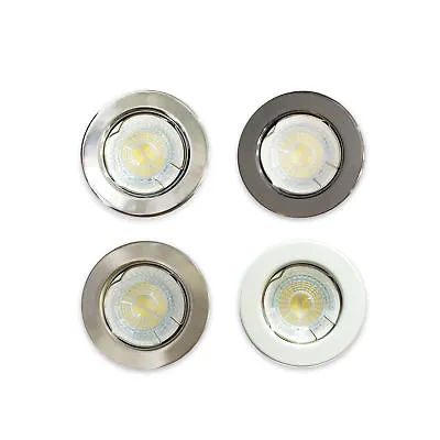 4x LED Recessed Ceiling Lights GU10 Round Downlight Fixed IP20 Spotlight Fitting • £10.50