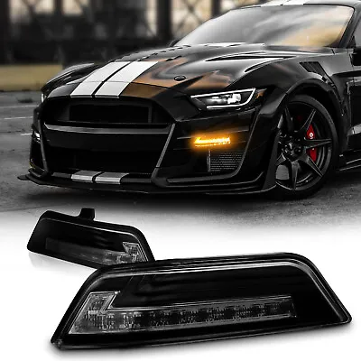 Front LED Turn Signal Pair For 15-17 Ford Mustang 6th Gen S550 Smoked Sequential • $189.99