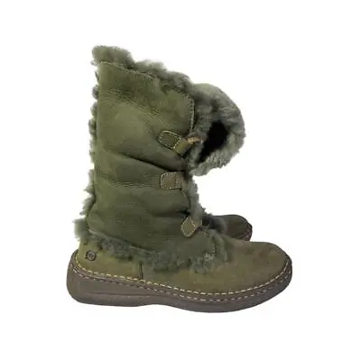 Vintage Born Nome Shearling Furry Winter Boot Women Size 8 Green • $56