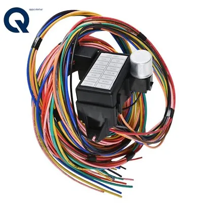 12v Street Hot Rat Muscle Rod Wiring 14 Circuit Universal Wire Harness 14 Fuse • $41.25