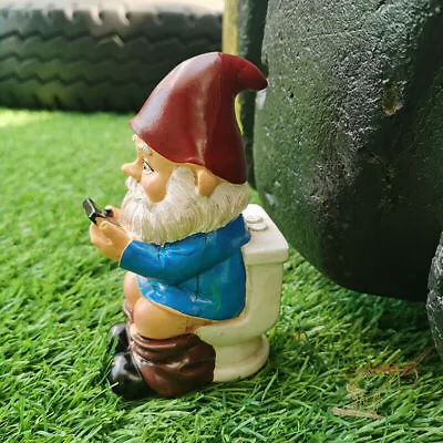 $13.18 • Buy Naughty Garden Toilet Gnome Statue Funny Figurines Yard Lawn New Ornament Decor