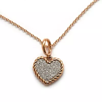 New DAVID YURMAN Rose Gold 18K Pave Plate Heart Charm Necklace In Rose Gold 18  • $1350