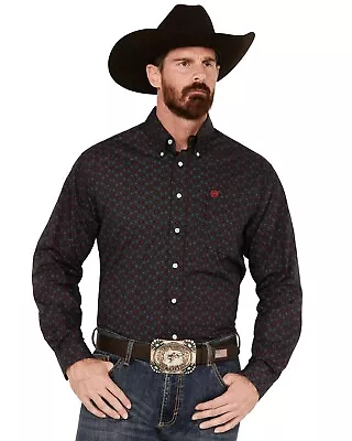 Cinch Men's Geo Print Long Sleeve Button-Down Western Shirt Black 3X • $46.43