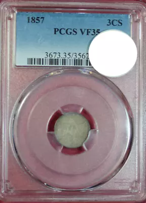 1857 3-cent Silver Pcgs Vf35 • $145