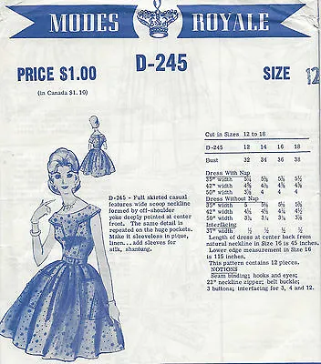 1960s Vintage Sewing Pattern DRESS B32 (1060) MODES ROYALE • $26.10