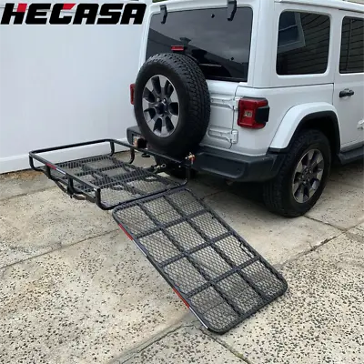 500 Lbs Folding Hitch Mount Wheelchair Heavy Duty Cargo Carrier W/ Mobility Ramp • $163