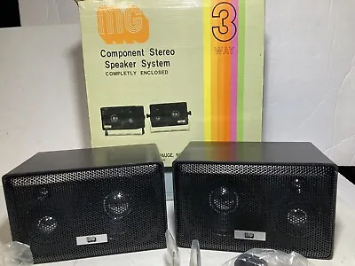 MG Component Stereo Speaker 3-Way Mini Hifi. Metal Box Shelf 50 Watt Speakers • $32.50