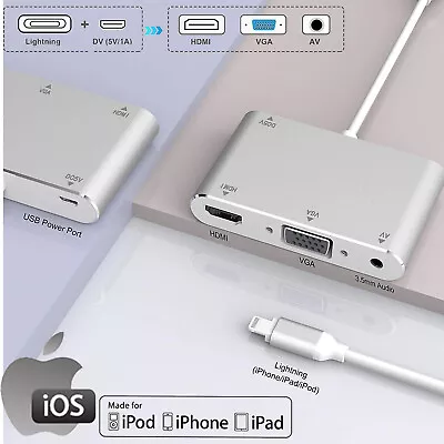 For IPhone 12 Pro Max SE2 XR 7 8 Plus To HDMI & VGA Adapter8PIN Hub Multiport  • $25.64