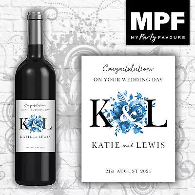 £3 • Buy Personalised Wedding Wine Bottle Label - 5 Colour Options - Black