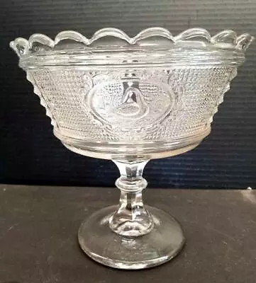 Antique Eapg Swan Pedestal Compote Plain Swan Canton Glass Circa 1882 • $89
