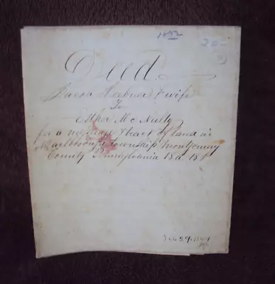 Deed Marlborough Montgomery Co PA  1852 Jacob Heebner To Ester McNulty • $24.99