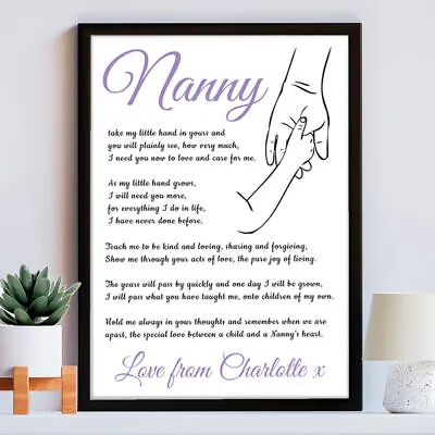 Personalised Gift For Nana Poem Print For Nanny Christmas Nan Birthday Present • £14.95