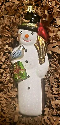 Vaillancourt Polish Glass Ornament Glimmer Snowman 2010 • $31.24