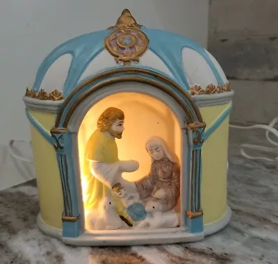 Lighted Porclain  Hand Painted Nativity Scene Lamp Nightlight 7” Tall Illuminate • £14.48