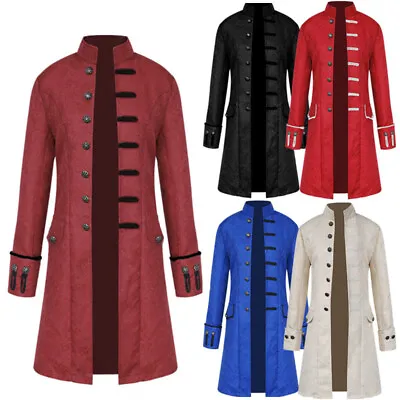 Men Victorian Frock Coat Cosplay Suit Vintage Steampunk Tailcoat Jacket Gothic • $32.54