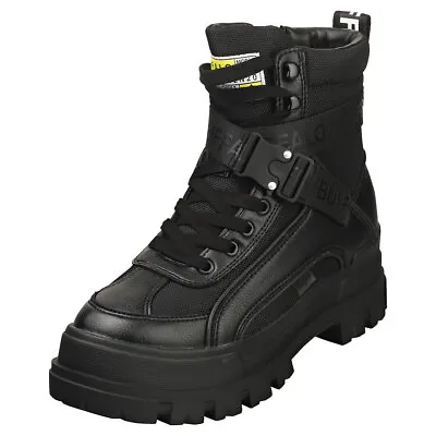 Buffalo Aspha Com1 Vegan Womens Black Platform Boots • $260.04