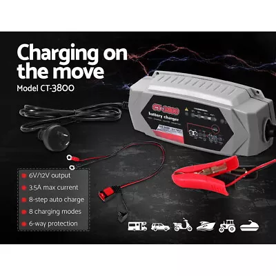 Smart Battery Charger 3.5A 12V 6V Automatic SLA AGM Car Truck Boat Motorcycle • $68.95