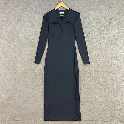Kookai Dress Womens 1 Black Long Sleeve Midi Bodycon Jersey Stretch 11710 • $59.95