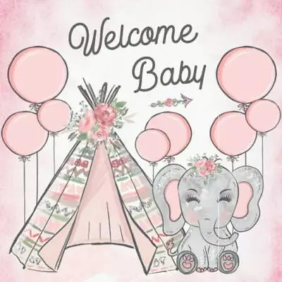 Welcome Baby: Baby Shower Guest Book Cute Baby Elephant Boho Chic Pink Theme (W • £8.96