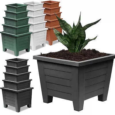 £6.95 • Buy Large Plastic Planters Square Pots Flower Plant Pot Indoor Outdoor Garden Patio